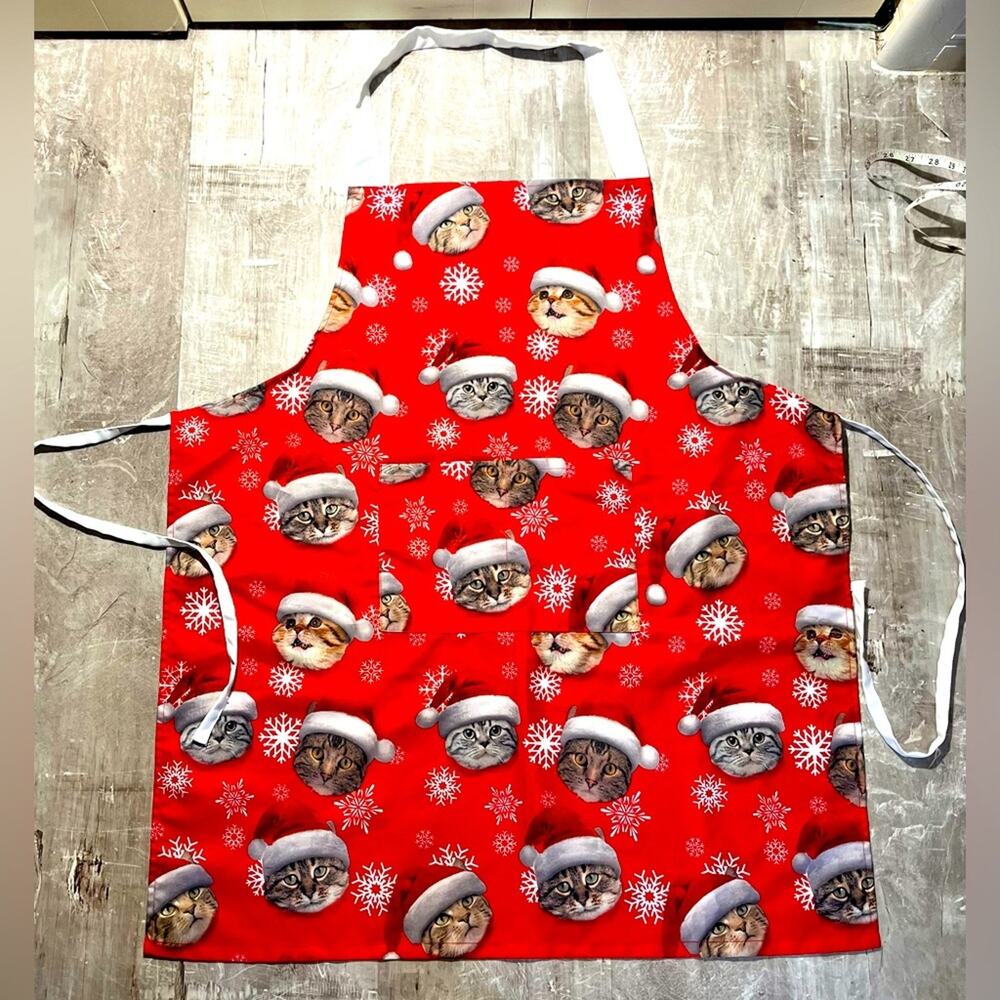 Cat pattern Christmas Apron and vintage cat hot pad